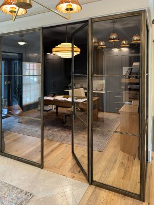 Antique Brass Glass and Steel Partition